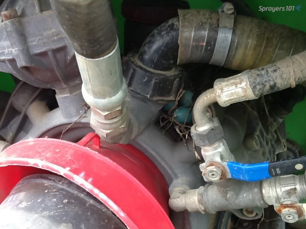 You never know what you’ll find during an inspection. I found a robin’s nest hidden on this vineyard sprayer’s pump.”
