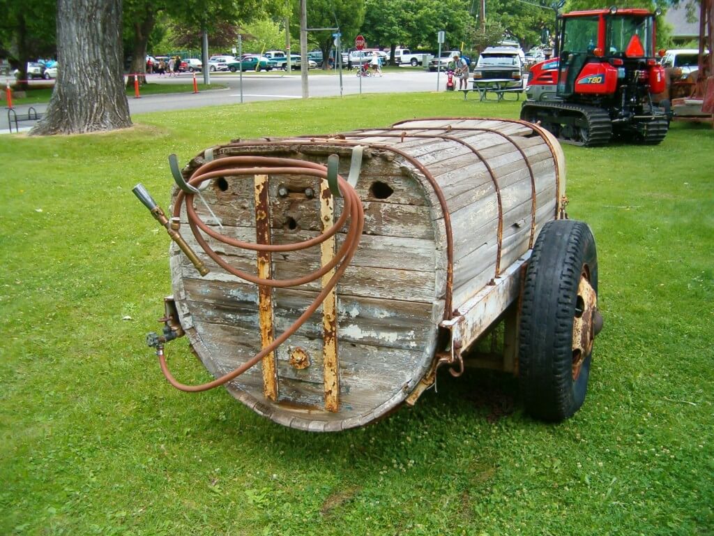A wooden sprayer tank. You know that had to be tough to clean thoroughly.