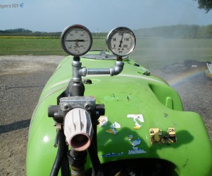 Two gauges keep each other honest – this GB (Italian-made Good Boy) is sporting a home-made assembly that cost ~$50 to assemble, including the second gauge. The silver spray paint on the black pipe prevents rust and makes it look pretty darn sharp.