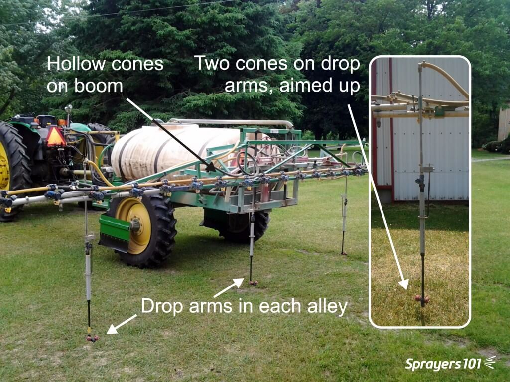 Possibly the “perfect” ginseng spray boom. 25 hollow cones and four drop arms sporting 2 full cones apiece.
