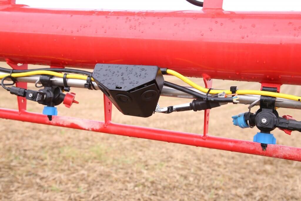 A new auto-boom height control system, developed in house, uses three sensors in a cluster to scan a wider crop area. Four clusters are used on the boom.