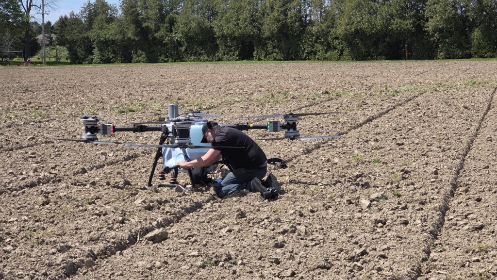 Rotary-wing drone speed and swath width share an asymptotic relationship