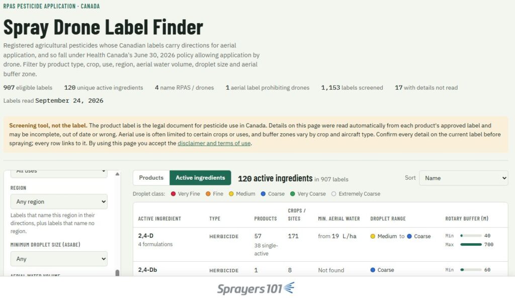 Canadian Spray Drone Label Search